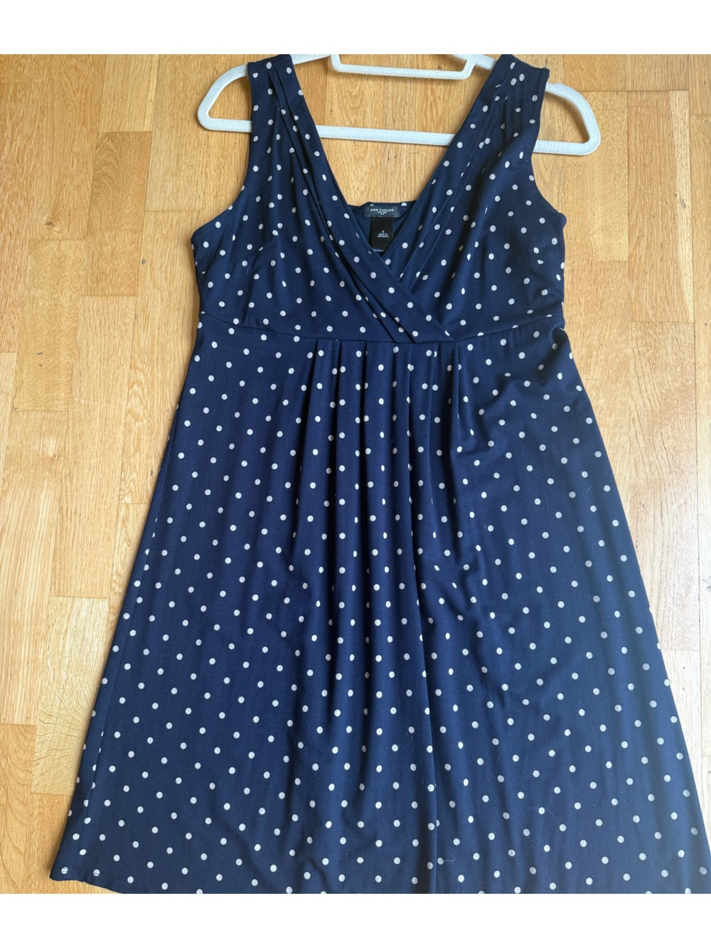 Ann Taylor Navy Polka Dot Sleeveless Dress